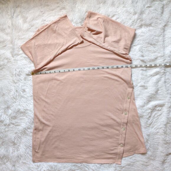 J.Jill Pure Jill Asymmetric Button Tunic Womens M Pink Cotton Modal 3/4 Sleeve - Picture 8 of 9